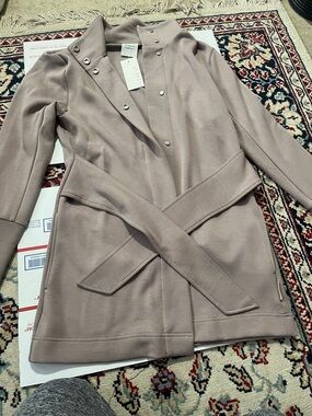 Varley Mauve Taupe Belted Trench Coat
